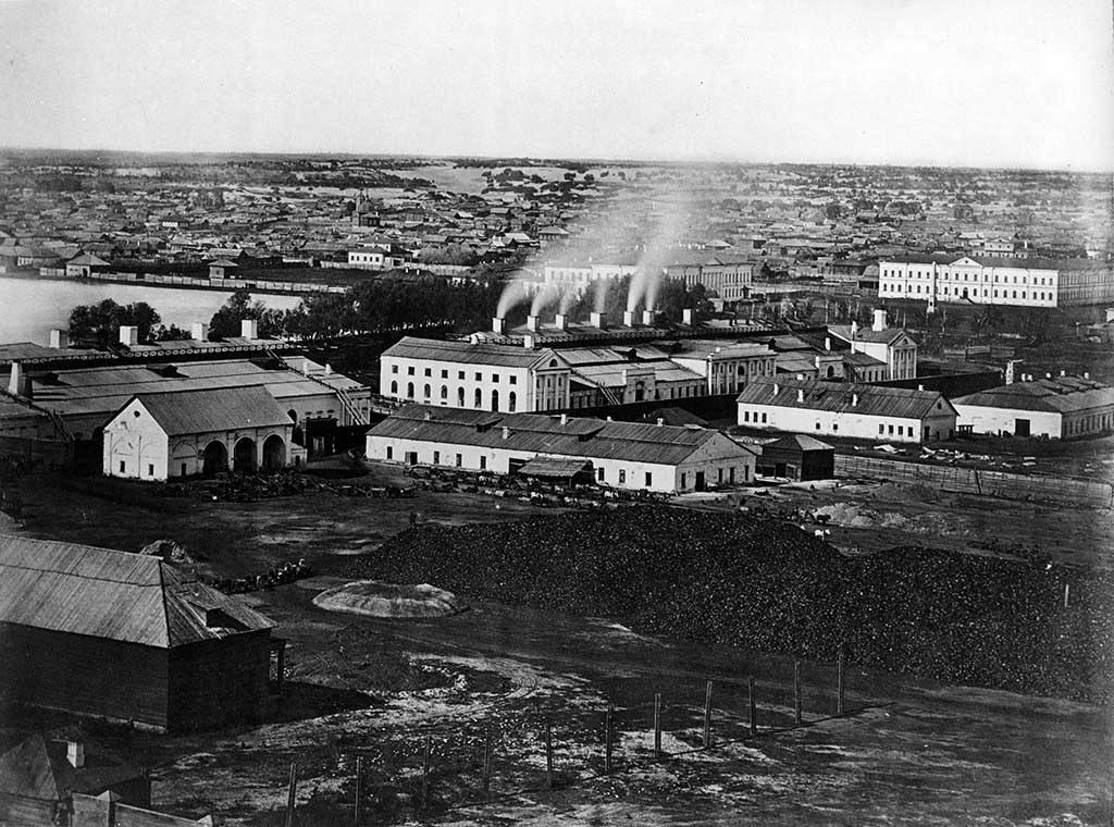 Вид Барнаульского сереброплавильного завода. 60-е гг. XIX в. Фотокопия С. И. Пирогова